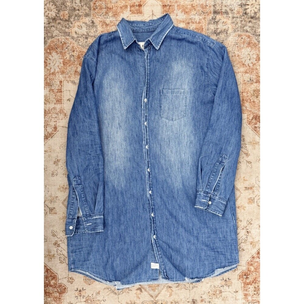 Frank & Eileen Mary Classic Shirt Dress  Vintage Wash Famous Denim Blue Size L - Picture 2 of 7